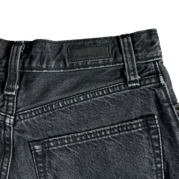 Abercrombie and Fitch Grommet Hem High‎ Rise Jean Shorts Washed Black Womens 2 - Picture 3 of 10